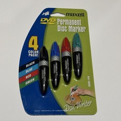 Maxell DVD Permanent Disc Marker Set Of 4 Black Blue Red Green