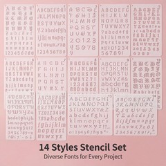 14 PCS Small Letter Stencils 1/2 Inch 7 inches by 4 inches, black