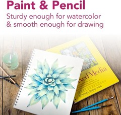 Strathmore 300 Series Mixed Media Paper Pad, Side Wire Bound, 12L x 9W, white