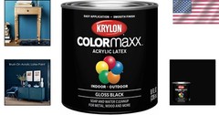 COLORmaxx Gloss Black Acrylic Paint ½ Pint – Fast-Drying Indoor/Outdoor Solution