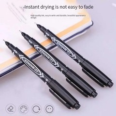 10x Dual Tip Permanent Marker Pens Blue/Black for Metal Glass Wood Plastic