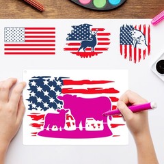 12pcs American Flag Stencil Star Stencils for 7 inches x 7 inches, white
