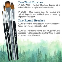 Princeton Artist Brush Co Aqua Elite 4850 Series 4pc Watercolor Brush Set S…