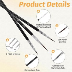 30 Pcs Miniature Detail Paint Brush Set, 3Rd Generation Tiny Liner Brushes, 3 Si