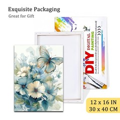 Framed Paint by Numbers Kit for Adults – Butterfly DIY Adult Paint by Number Ki,
