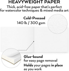 9″X12″ Watercolor Sketchbook, 32 Sheets Watercolor Notebook, 140 Lb / 300 GSM Wa
