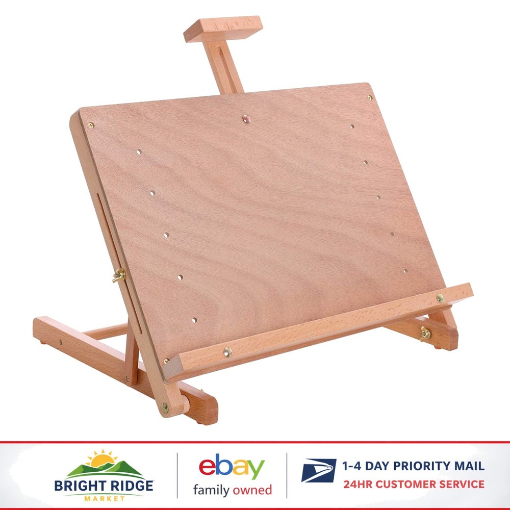 Solid Wood Tabletop Easel for Artists, Adjustable Drawing Board for Canvas