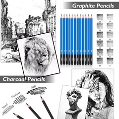 Art Supplies Sketching Kit 176 Pcs Caliart with Book