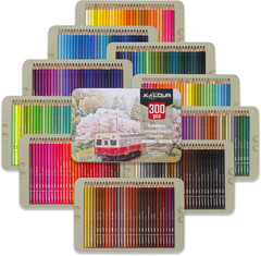Professional Colored Pencils,Set of 300 Colors,Artists Soft Core with Vibrant Co