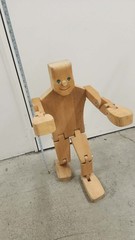 Wooden Articulated Artist Mannequin Poseable Figure, Green Eyes, 30 in