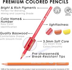 Colored Pencils Set of 300 Vibrant Shades for Artists Drawing Sketching