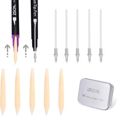 ZSCM Duo Tip Brush Markers Nib Tips, Include 5 Brush Tips, 5 Fineliner Tips
