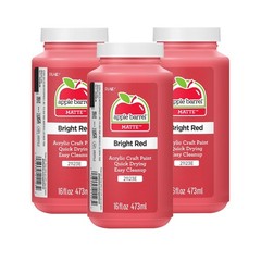 Acrylic Paint in Assorted Colors (16 Ounce), 21123A, Bright Red- (Pack of 3)