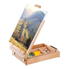 Wood Tabletop Easel Storage Box Beechwood Portable Sketchbox for Painting Adj