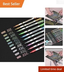Vibrant 10-Piece Metallic Marker Pen Set for Creative Black Paper Projects