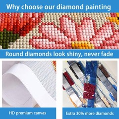 Red Rose Diamond Art Kits for Adults,Round Full Drill 5D Diamond Painting Kits f