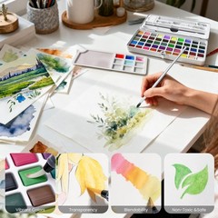 JusArt 50 Colors Watercolor Paint Set,Art Supplies with Metallic Color, Detai…