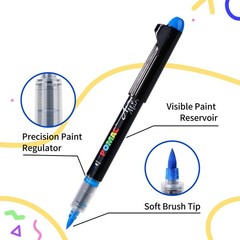 Acrylic Paint Markers Pens Brush Tip, 24 Assorted Colors Drawing Liquid Paint…