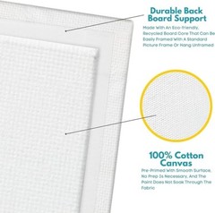 24 Pack Art Paint Canvas Panels Set Boards 5×7, 8×10, 9×12, 11×14 Inches
