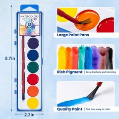 72 Pack Watercolor Paint Set Bulk,8 Colors Washable WaterColor Paint for , Wa…