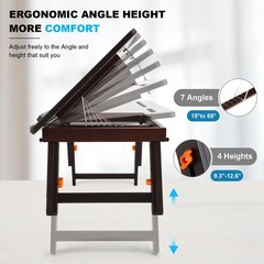 Foldable Drawing Table Drafting Desk – Adjustable Height & Angle Bamboo Easel wi