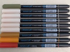 9 Piece Lot Misc Artists Marker Dual Tip Sage Peony Vermillion Drawing #L