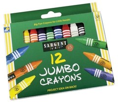 Sargent Art Jumbo Crayons, 12 Count, Large Washable Crayons for Kids