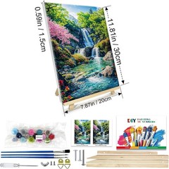 Paint by Numbers Kit for Adults with Frame, Landscape Paint by Number with Easel