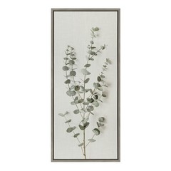 Kate and Laurel Eucalyptus Botanical I Framed Linen Textured Canvas Wall Art …