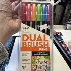 Tombow Dual Brush Pens Bright Palette Set 6 Pieces Multicolor Solid Brush Marker