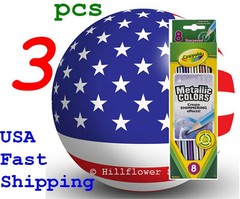 3 X Crayola Metallic Colors Colored Pencil set 8 68-3708 683708