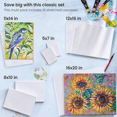 Stretched Canvas, 5 X 7, 8 X 10, 11 X 14, 12 X 16, 16 X 20 Inches, Multipack of