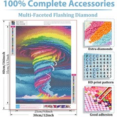5D Diamond Painting Kits for Adults, Colorful Tornado Diamond Art Kit, DIY Full
