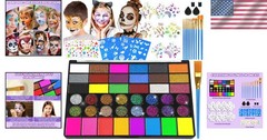 Festival Face Painting Kit – 42 Colors, Stencils, Gems
