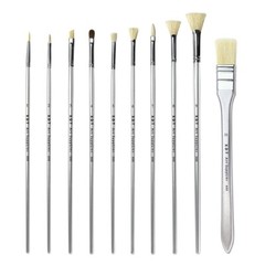 XDT#888-1 Assorted Art Brush Set 10Pc X-Long Handle Acrylic Oil Watercolor