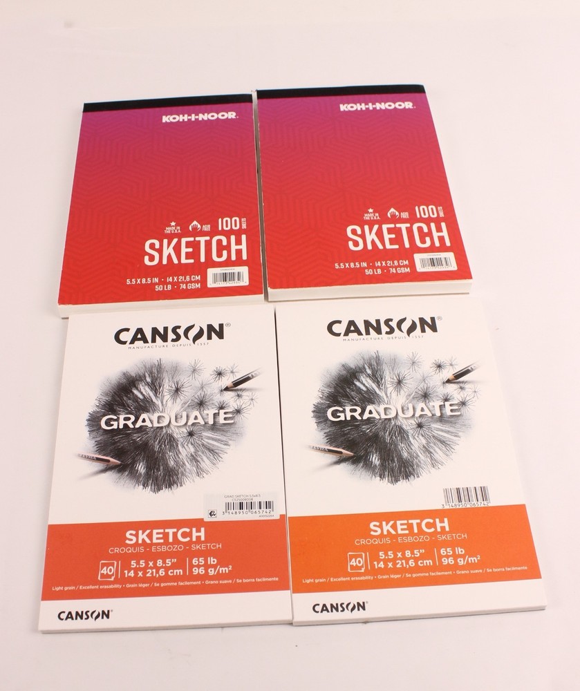 Canson Graduate/Koh-I-Noor Sketch Pads 5.5″X8.5″ Lot of 4 280 Sheets Total