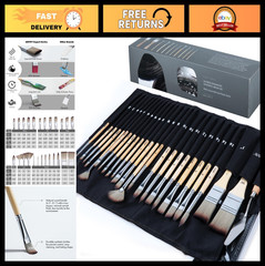 25-Piece Professional Paint Brush Set – Synthetic Nylon for Acrylic, Oil, Waterc