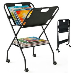 Folding Art Storage Racks with Caster Wheels, Sturdy Art Print Racks & Canvas…