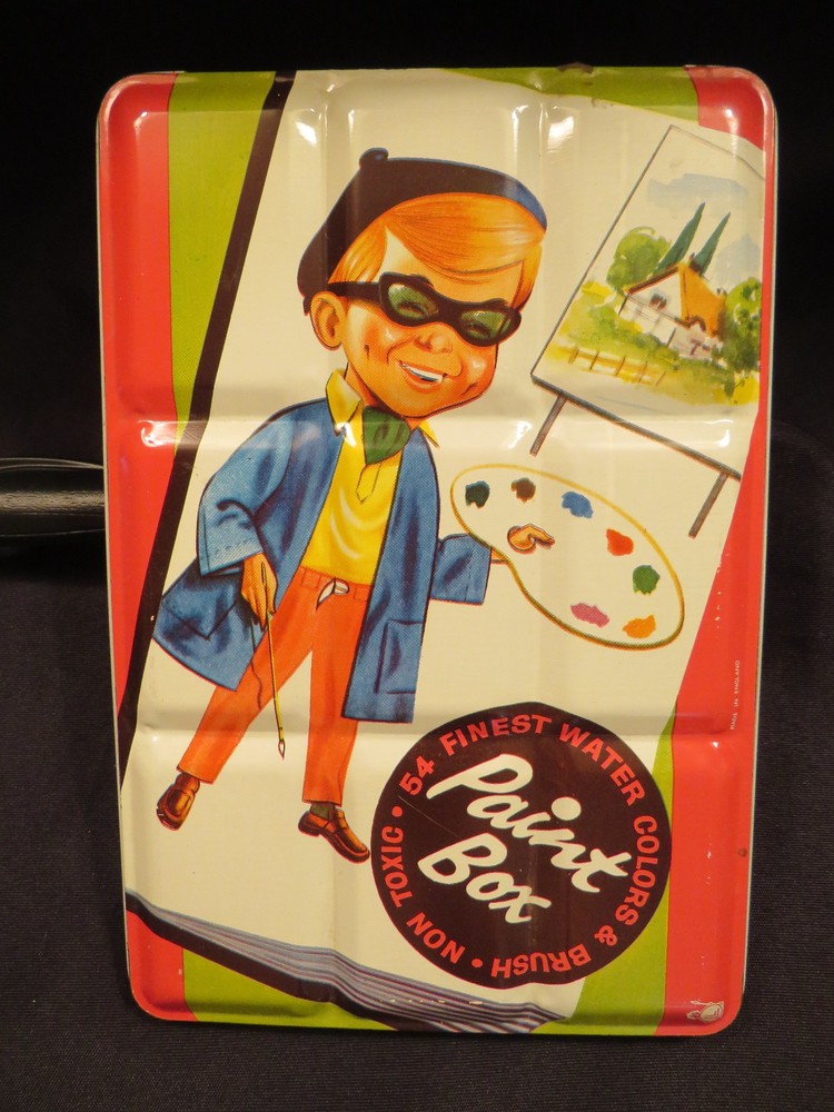 Vintage 50’s Fred Liebetruth LTD Watercolor Child’s Paint Set Metal Case England
