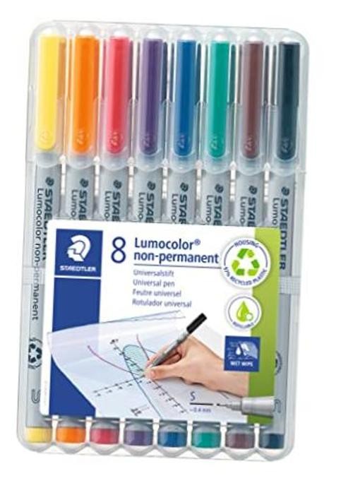Staetdler Lumograph Non-Permanent Wet Erase 8 Count (Pack of 1) standart Fine