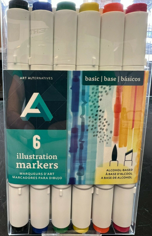 Art Alternatives – 6 Illustration Markers Primary. Basic. R11 YR4 Y11 BG8 B8 N10