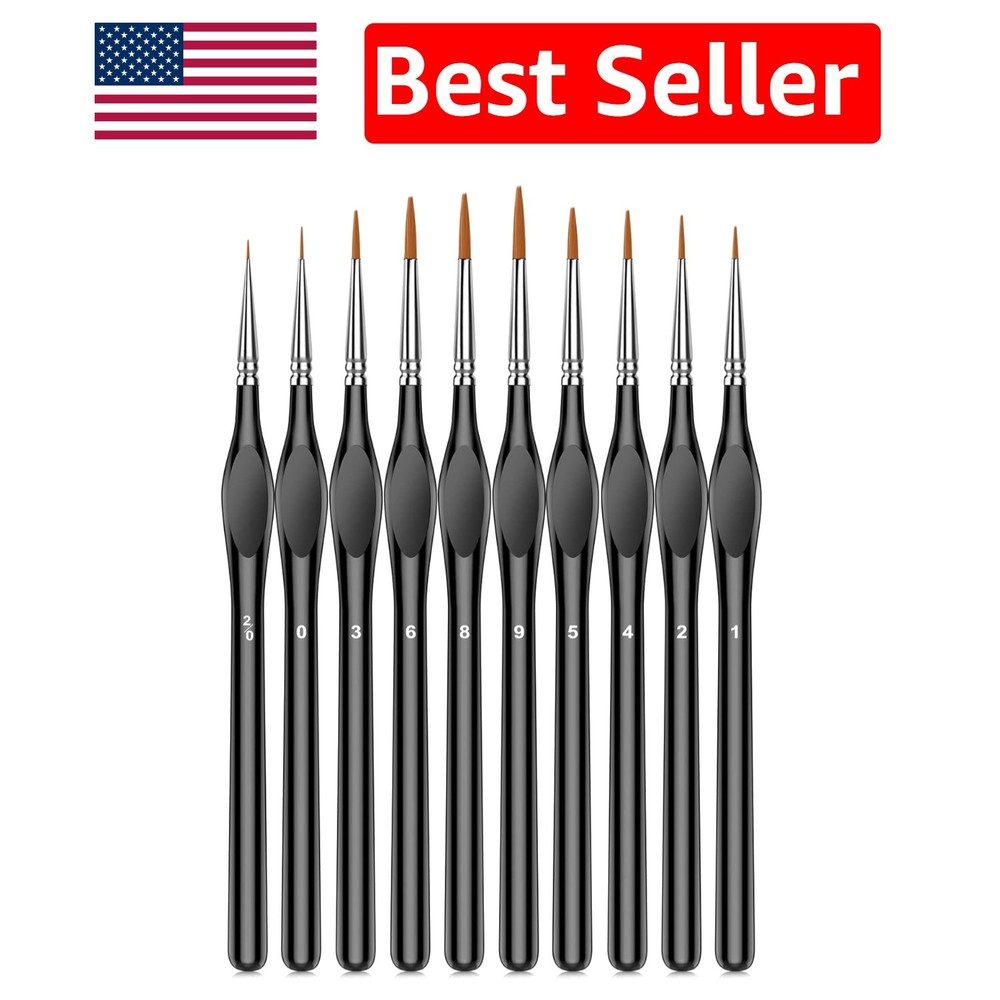 Durable 10-Piece Micro Paint Brush Set with Fine Point for Detailed Art Projects
