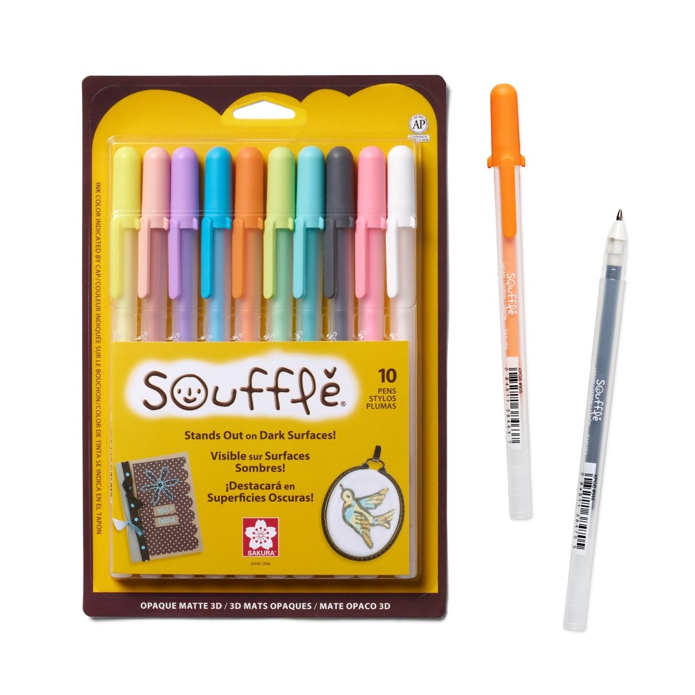 Sakura Souffle Pens Pack of 10 3D Pastel Ink Craft Writing Instruments