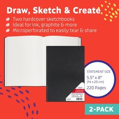 Hardcover Sketch Book 2 Pack Drawing Books 5.5″ x 8″ Sketchbooks, 110 Sheets …