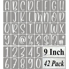 9 Inch Alphabet Letter Stencils for Painting – 42 Pack Letter and Number Sten…