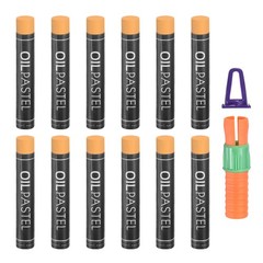 Soft Oil Pastels, 12 Pcs Dark Yellow Oil Pastel Art Supplies with Crayon Holder