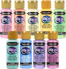 Richly Pigmented Americana Acrylics Set – 9 Bottles of Pastel Craft Paint