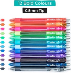 Colorful Fine Point Retractable Gel Pens – 12 Pack, Perfect for Doodling & Notes