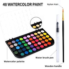 Watercolor Paint,48 Colors Washable Watercolor Paint Set With Brush, Refillab…