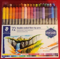 New Staedtler 72ct Double Ended Fiber-Tip Pens 3.0mm & 0.5-0.8mm # 3200TB72